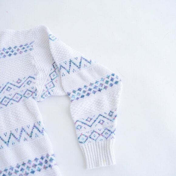 Vintage Parkhurst White Blue Eclectic Grandma Crewneck Sweater Fairy Kie L - Picture 5 of 11